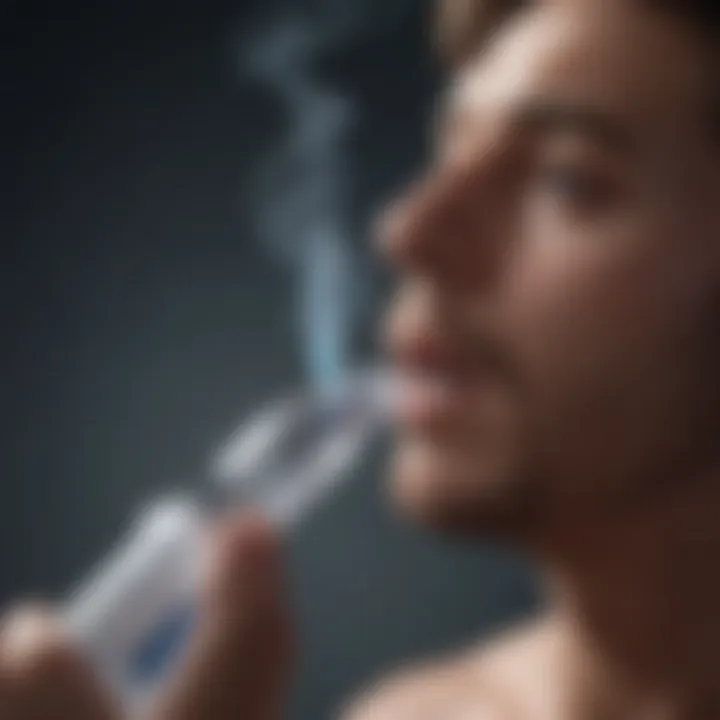 Diagram of a nebulizer in action with patient interaction