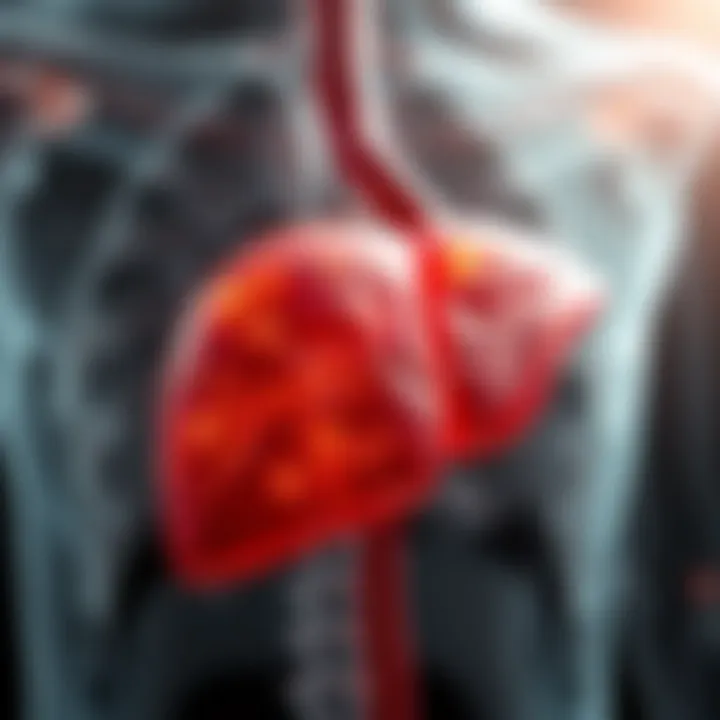 Inflammation of the Liver in Autoimmune Hepatitis Detailed illustration of liver inflammation due to autoimmune hepatitis