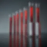 Blood test sample with vials highlighting biochemical markers