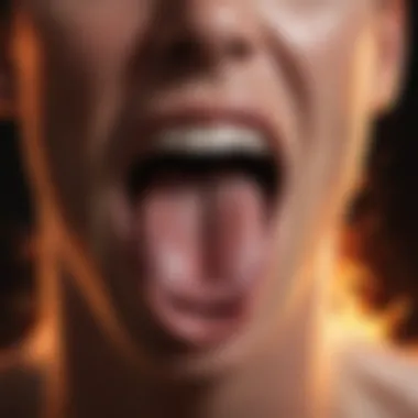 Sensation of Burning Tongue Illustration depicting the sensation of burning in the tongue region