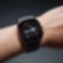 A smartwatch displaying blood pressure readings