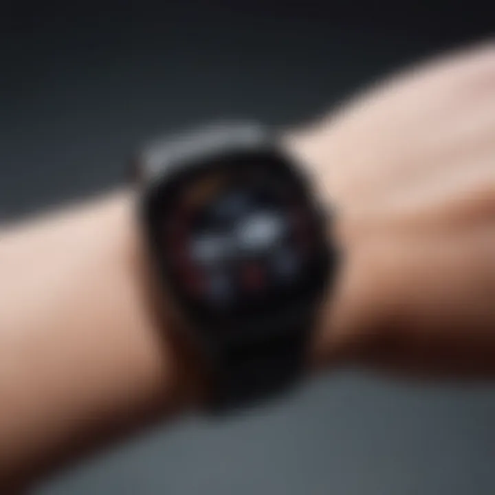 A smartwatch displaying blood pressure readings