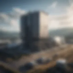 Illustration of direct air capture technology with a modern facility