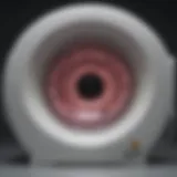 Detailed view of a cat scan machine used for colon examinations