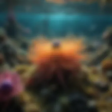 Diverse Underwater Habitat of Sea Anemones A diverse underwater habitat featuring various sea anemones