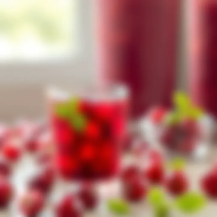 Cranberry juice with a refreshing appearance