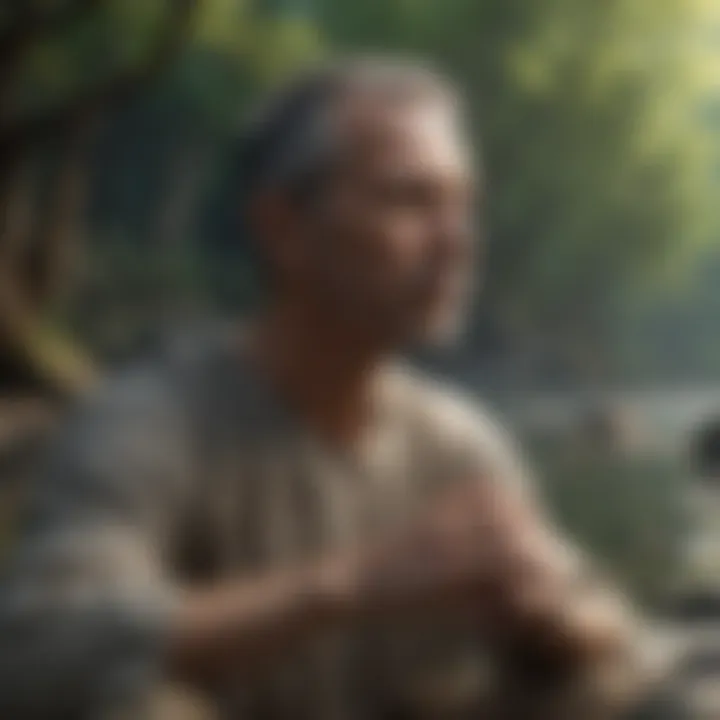 A person practicing mindfulness in a serene setting.