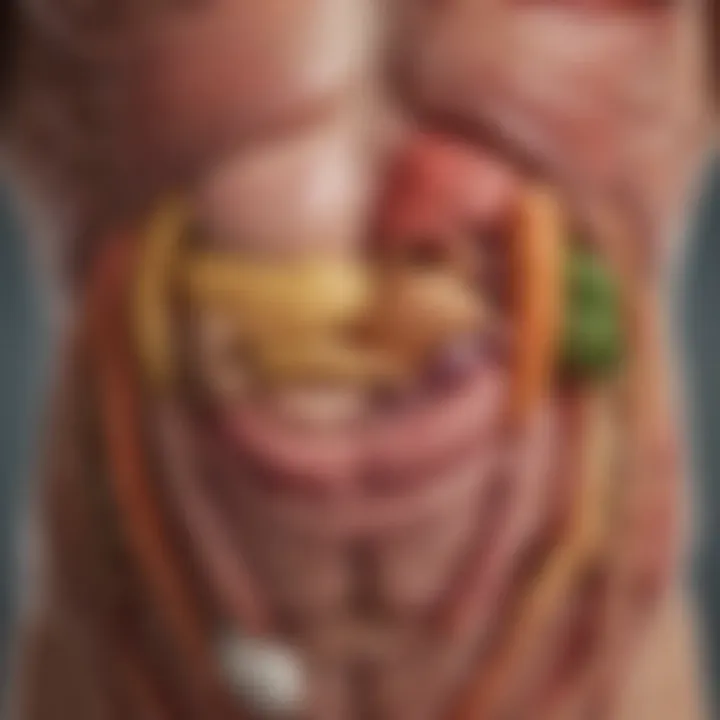 Diagram depicting dietary influences on intestinal health and RA