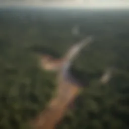 Vast deforested area in the Amazon showcasing the stark contrast between lush green and barren land.