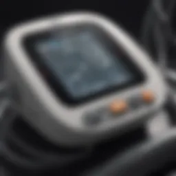Electronic blood pressure machine showcasing its interface and design