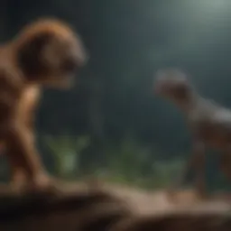 A split depiction of evolution and creationism