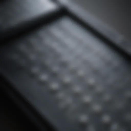 A close-up view of an e-Braille device displaying tactile text.