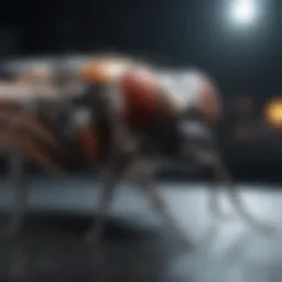 A close-up of a robotic fly showcasing advanced technology