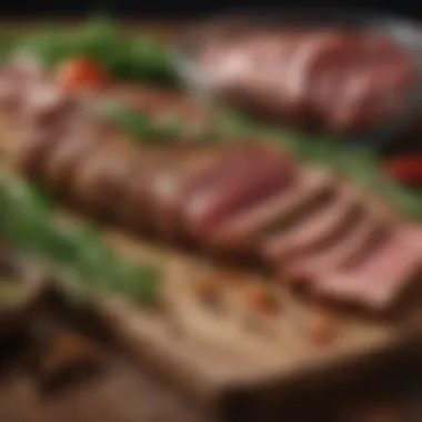 Enhancing Flavor with Herbs and Spices Fresh herbs and spices arranged beside meat cuts
