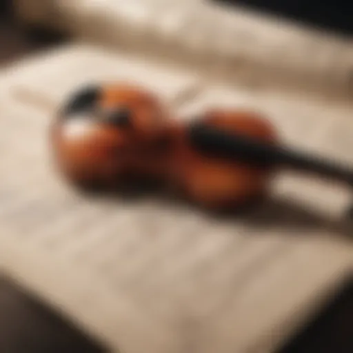 A violin resting on sheet music symbolizing music education