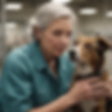Compassionate Contributions at an Animal Shelter A volunteer assisting at a local animal shelter, showcasing compassion