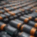 Diverse electric car batteries displayed