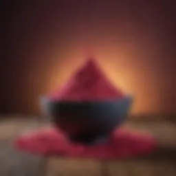 Vibrant beetroot powder in a bowl showcasing its rich color and texture