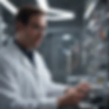 Monitoring the Automation in Plasmid Purification Lab technician monitoring purification process