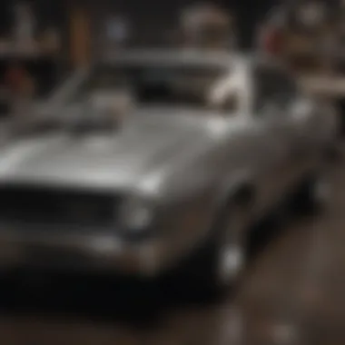 Celebrating Life and Passion through Memories Muscle car urn placed alongside automotive memorabilia