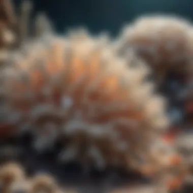 Close-up of a coral reef affected by bleaching