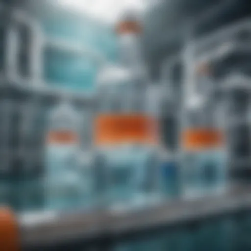 Illustration of osmosis mechanism in desalination
