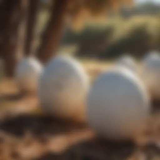 Ostrich eggs in a natural setting