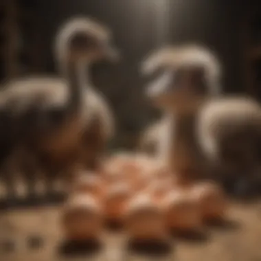 Ostrich Parent Caring for Eggs Ostrich parent incubating eggs