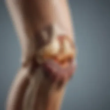 A diagram showing the progression of osteoarthritis in the knee