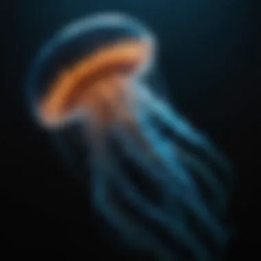 Bioluminescent Wonders of the Deep A stunning bioluminescent jellyfish illuminating the dark depths of the ocean.