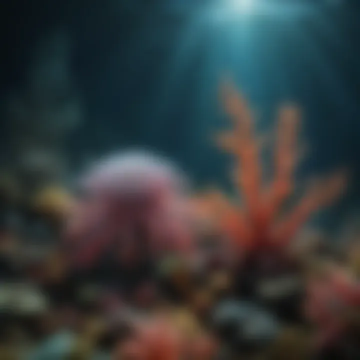 An intricate underwater landscape showcasing the rich biodiversity of deep-sea habitats.