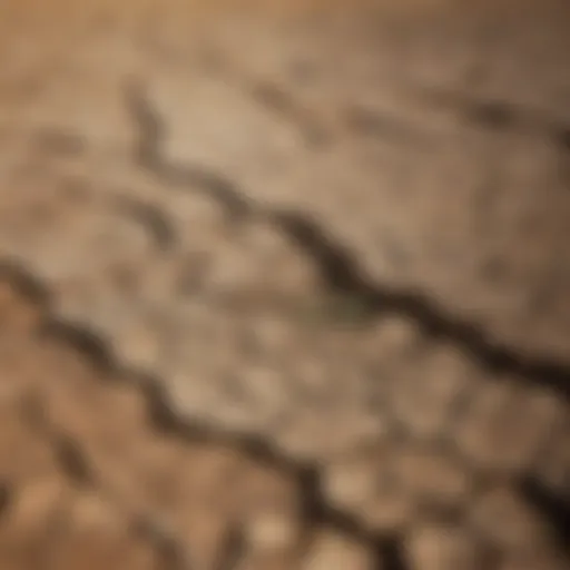 A field affected by drought showing cracked soil