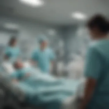 A healthcare worker attending to patients in a crowded hospital