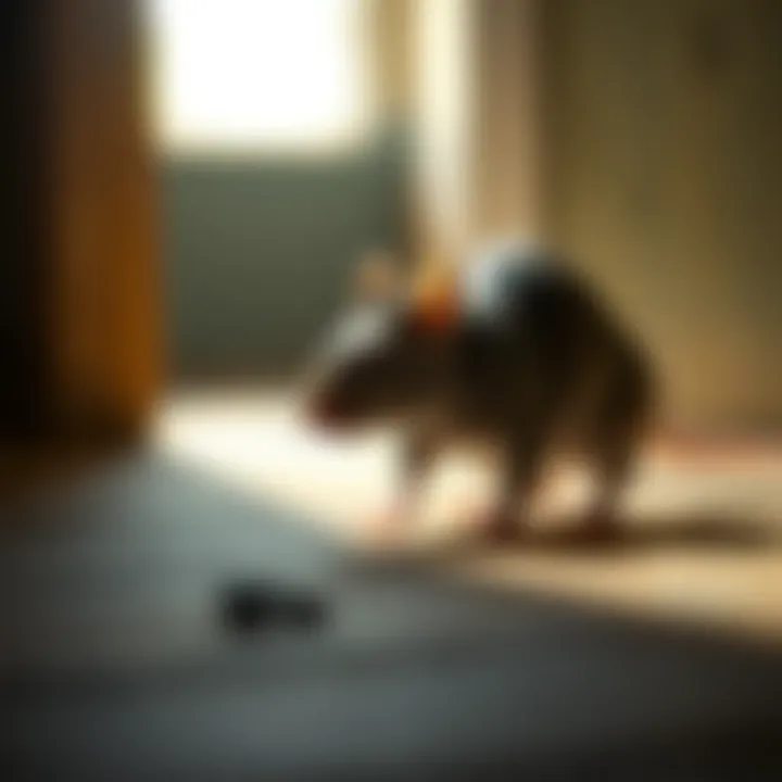 Cautious Rat in Bright Light A rat cautiously navigating through a brightly lit area