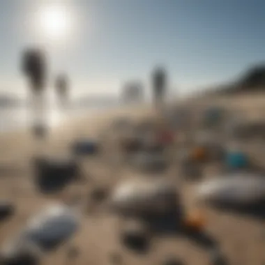 Community Action Against Marine Debris A beach cleanup event with volunteers collecting trash