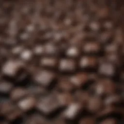 Close-up of dark chocolate pieces showcasing their rich texture and color