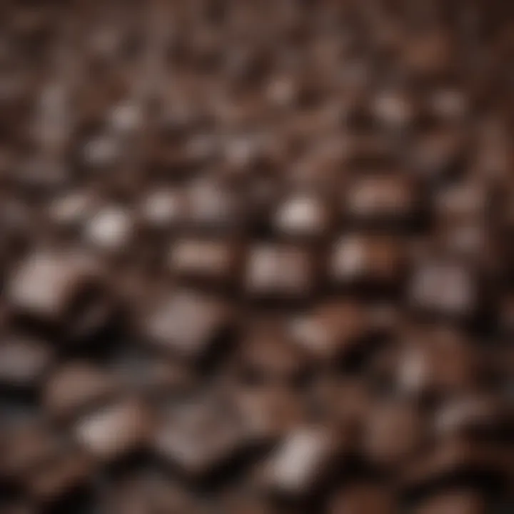 Close-up of dark chocolate pieces showcasing their rich texture and color