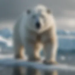 Polar bear navigating through sea ice