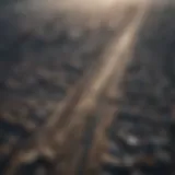 Aerial view of a polluted urban landscape