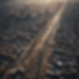 Aerial view of a polluted urban landscape