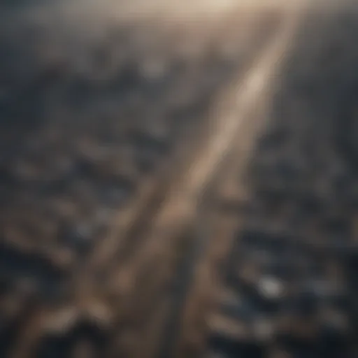 Aerial view of a polluted urban landscape