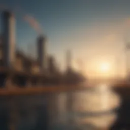 Futuristic energy landscape showcasing integration of oil and gas with renewable sources