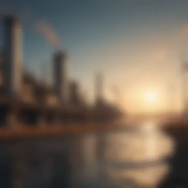 Integration of Conventional and Renewable Energy Futuristic energy landscape showcasing integration of oil and gas with renewable sources