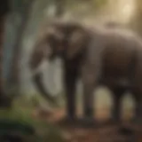 Ancient ancestors of elephants depicted in a prehistoric environment