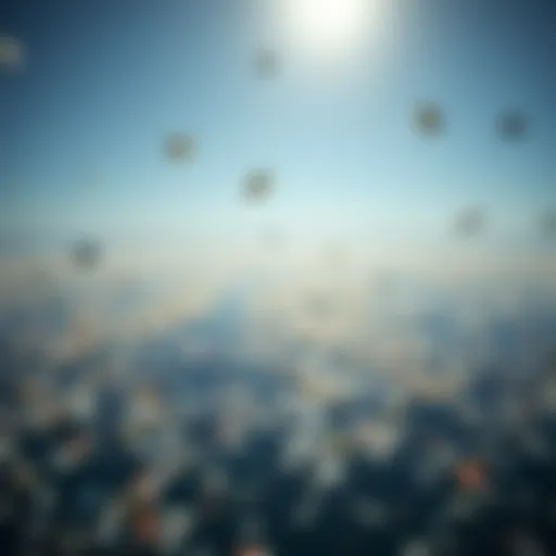 The Ocean's Plastic Crisis A vast expanse of the Pacific Ocean showing floating plastic debris