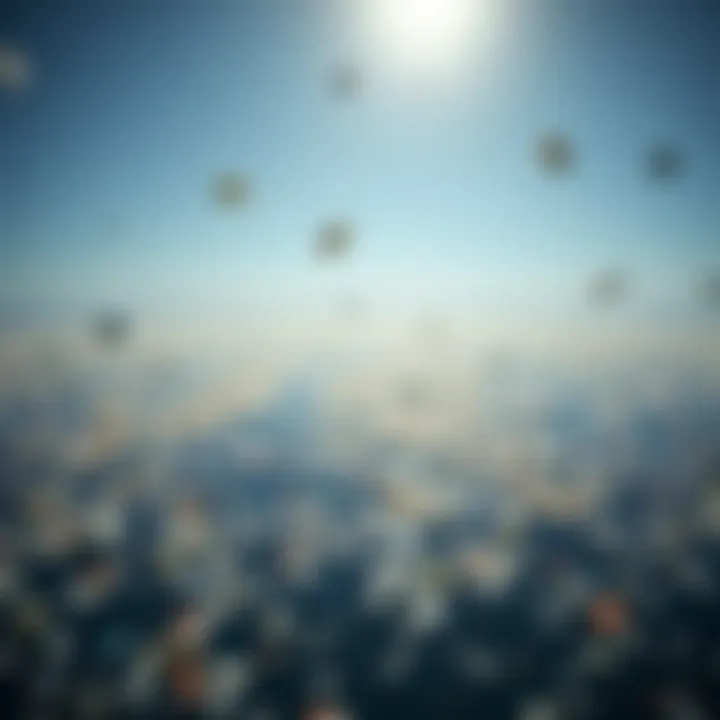 The Ocean's Plastic Crisis A vast expanse of the Pacific Ocean showing floating plastic debris