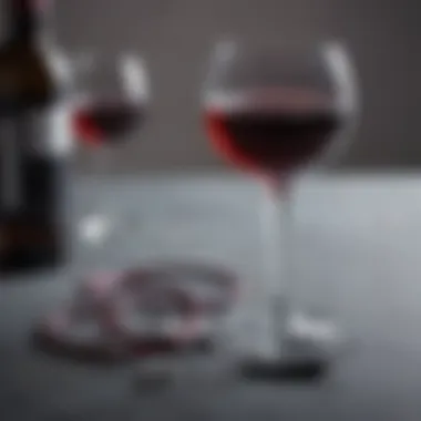 A glass of red wine on a table with a stethoscope nearby, symbolizing health implications.