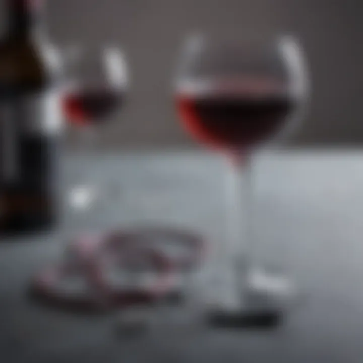 A glass of red wine on a table with a stethoscope nearby, symbolizing health implications.