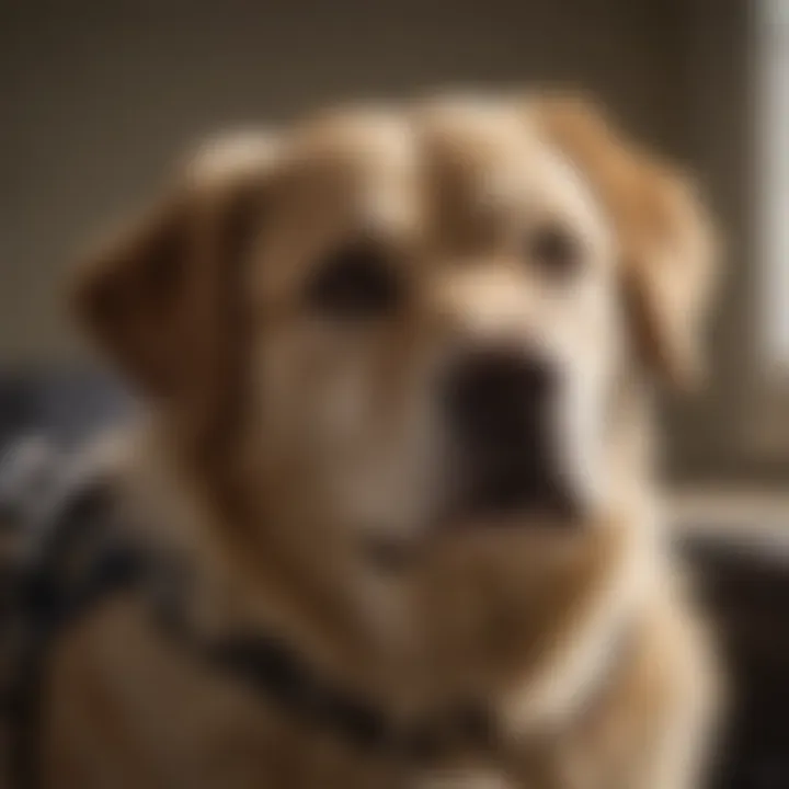 A serene scene showing the emotional comfort provided by a service dog.