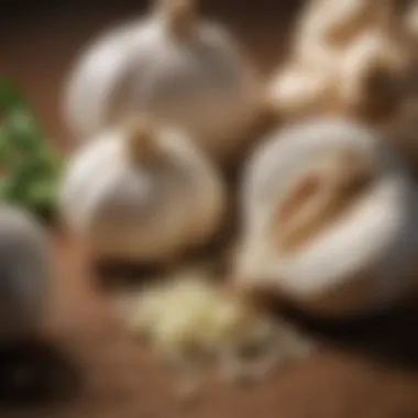 A close-up of fresh garlic cloves showcasing their natural texture.